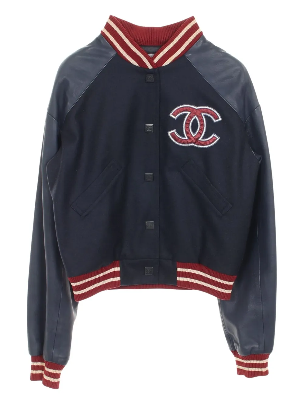 Pre-owned Chanel 1986-1988 Coco Mark Bomber Jacket In Blue