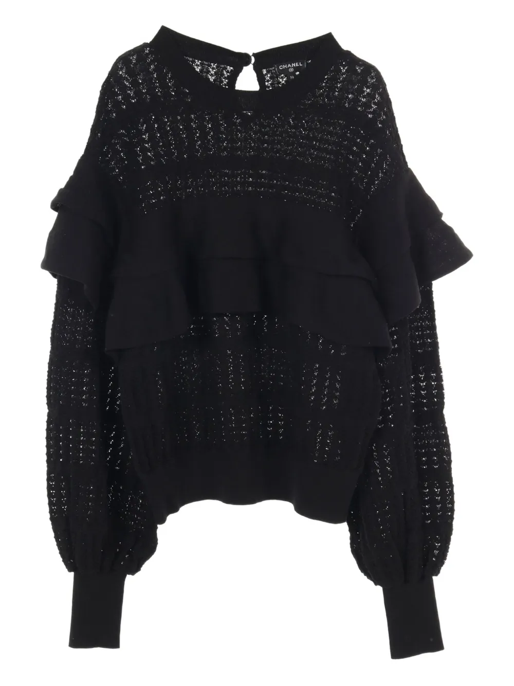 CHANEL Pre-Owned 1986-1988 frill knitted top | Black | Image 1