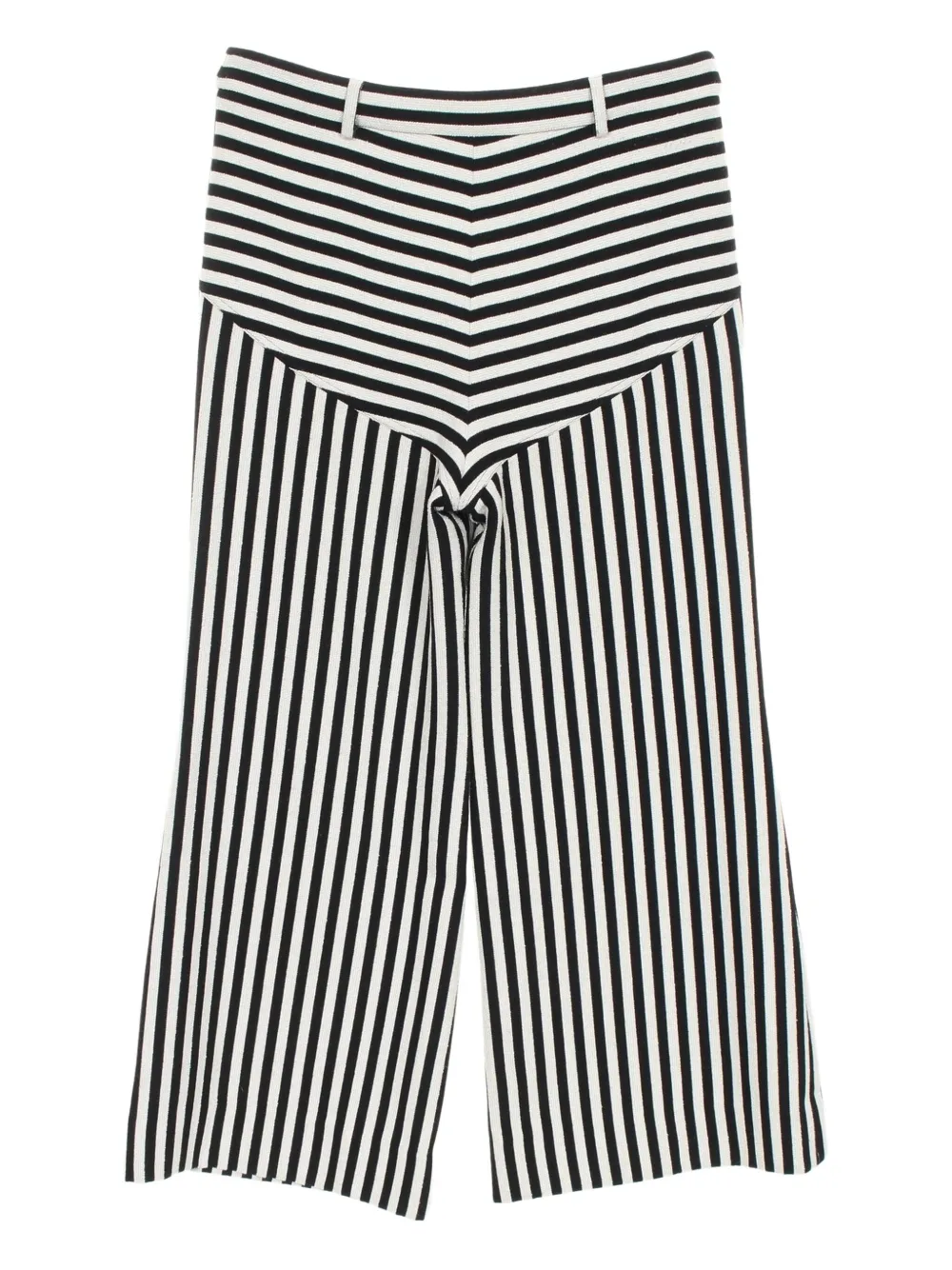 CHANEL Pre-Owned 1986-1988 gestreepte broek met wijde pijpen - BLACK, WHITE