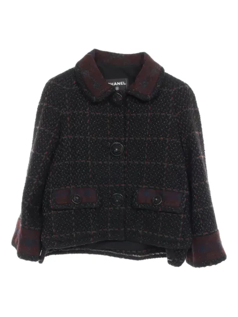 CHANEL Pre-Owned chamarra con botones y motivo de cuadros 1986-1988