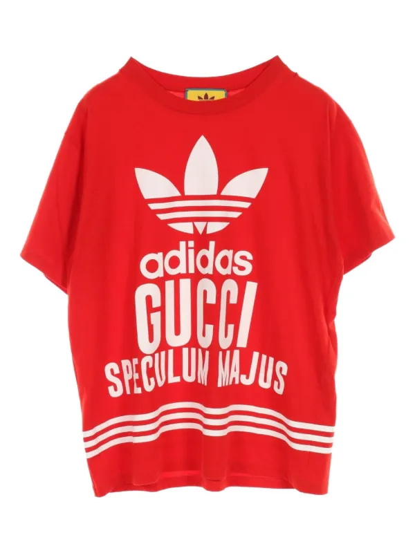 Gucci Pre-Owned x Adidas 2010s Cotton T-shirt Red FARFETCH IN