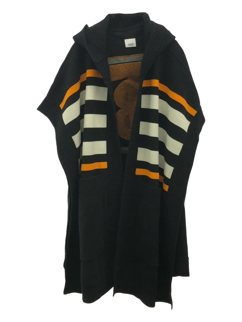 2010s striped hooded poncho