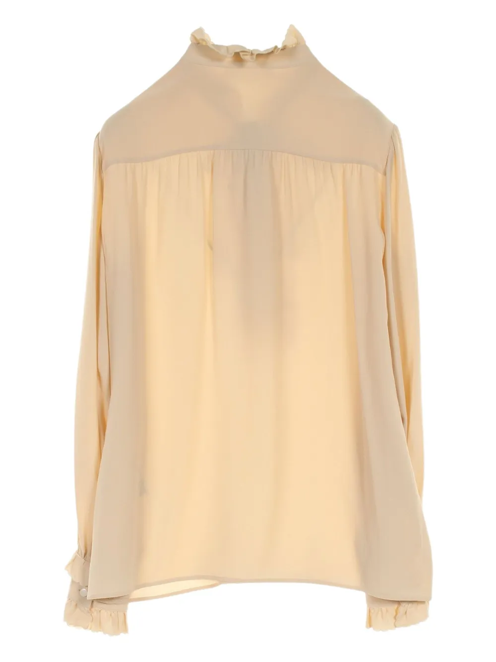 Pre-owned Celine 2010s Frill Ribbon Blouse In Neutral