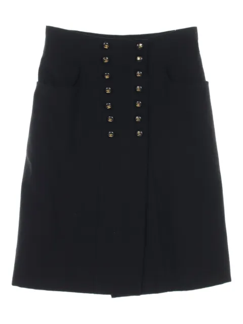 CHANEL Pre-Owned 1986-1988 Coco-mark buttoned wrap skirt