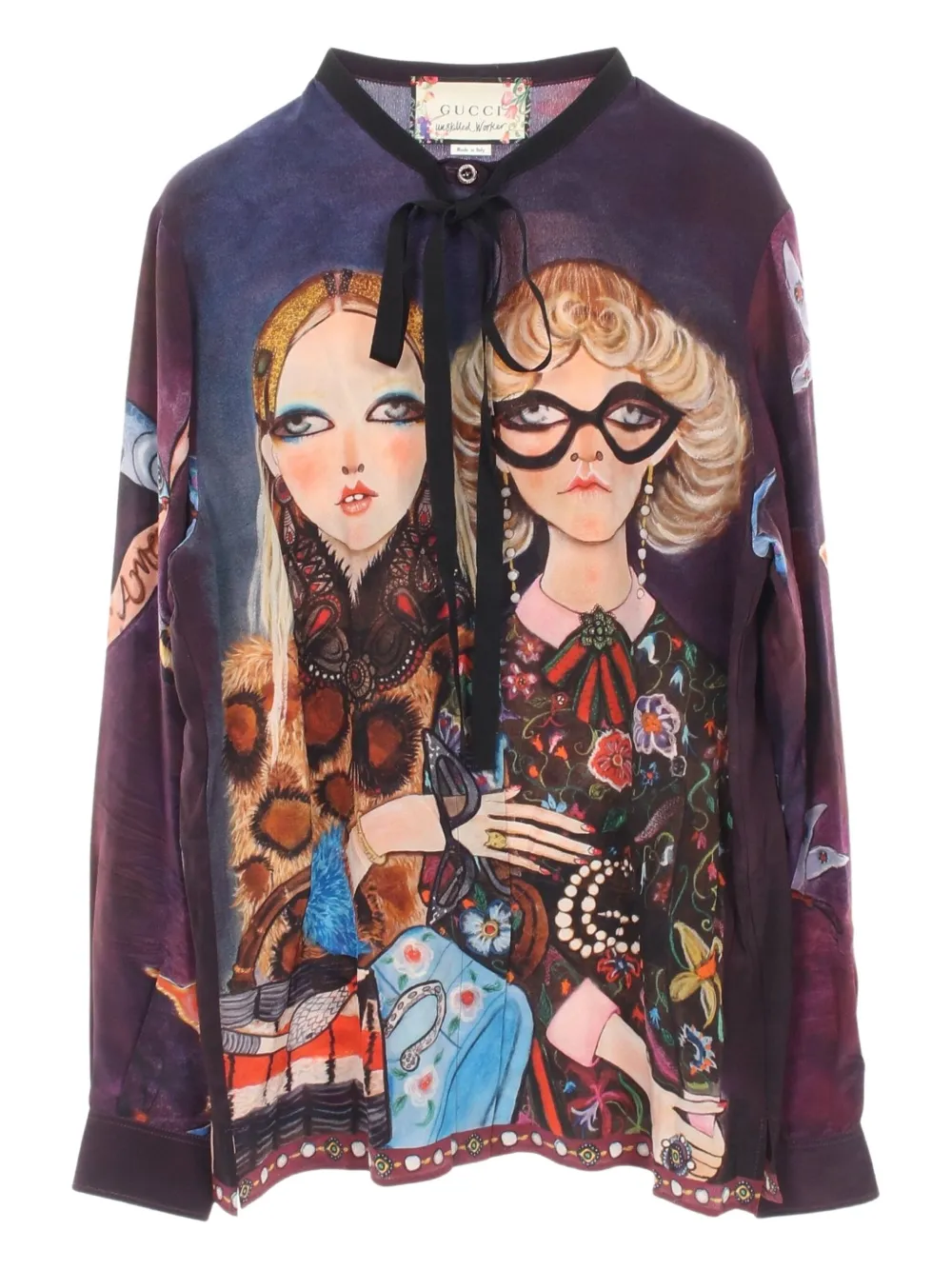 x Unskilled Worker 2010s silk ribbon-tie blouse