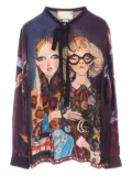 Gucci Pre-Owned x Unskilled Worker 2010s silk ribbon-tie blouse - Multicolour