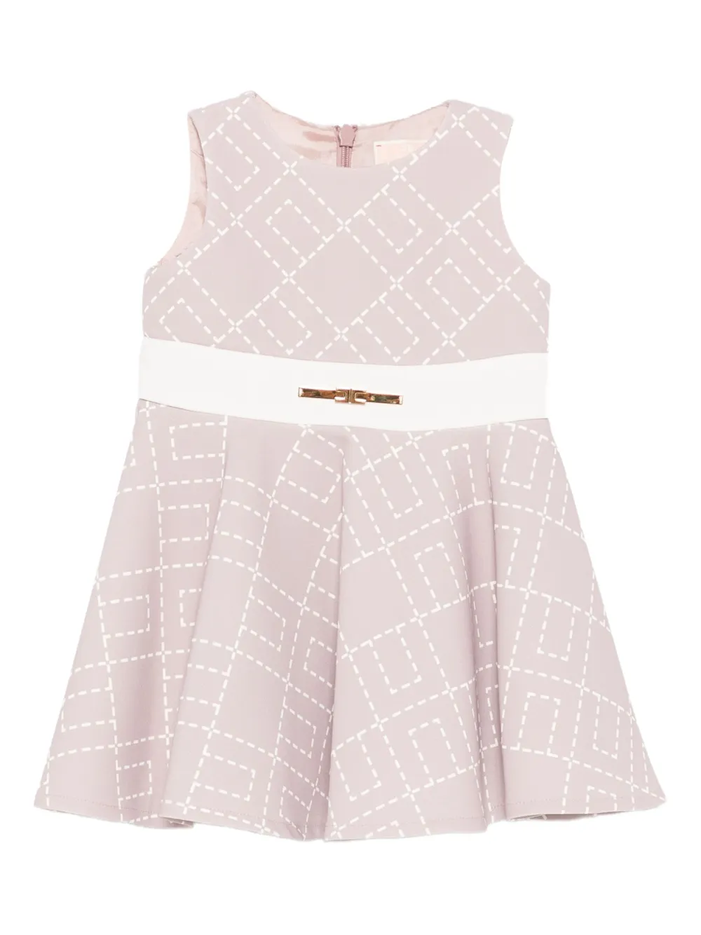 Elisabetta Franchi La Mia Bambina monogram-print flared dress Roze