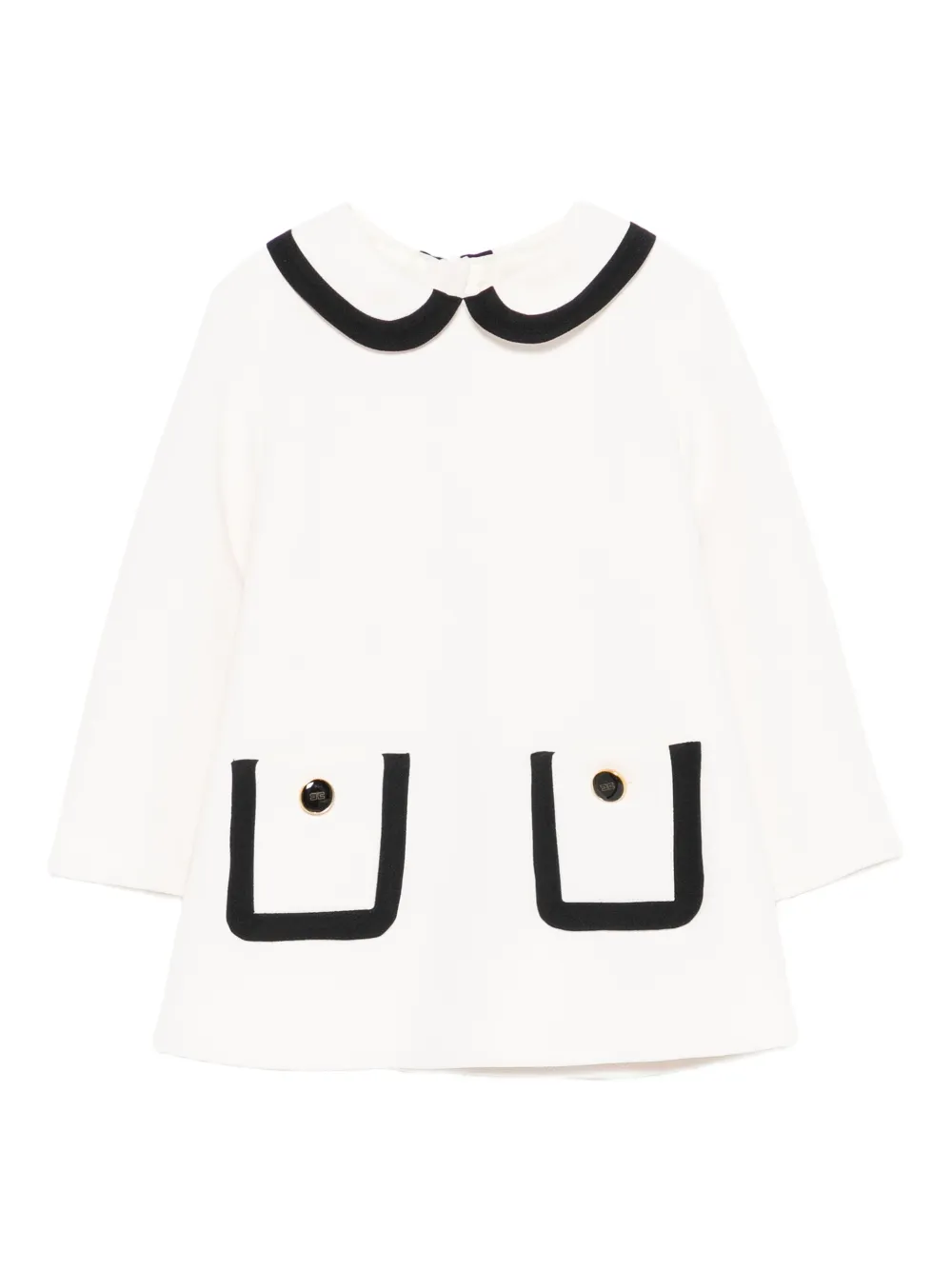 Elisabetta Franchi La Mia Bambina peter pan-collar pocket dress Beige