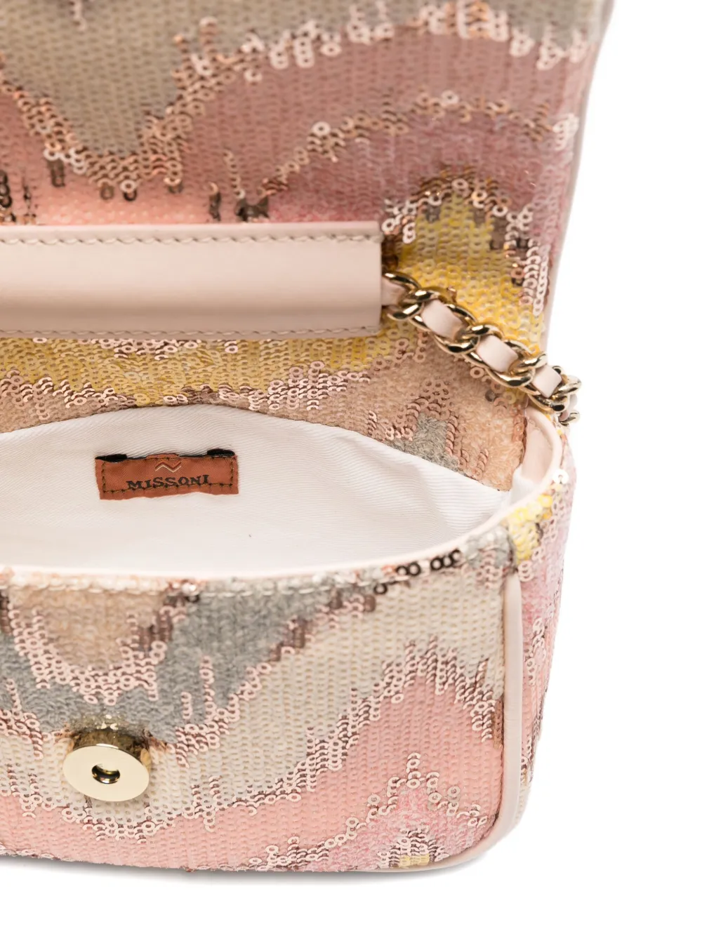Missoni Kids sequin-embellished chain bag Beige