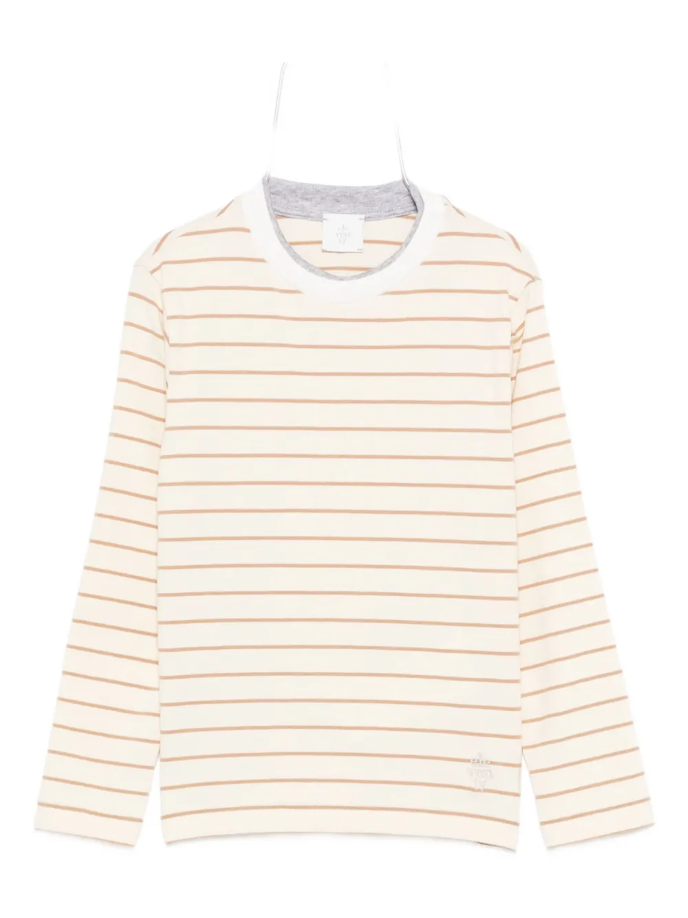 Eleventy Kids striped long-sleeve T-shirt Beige