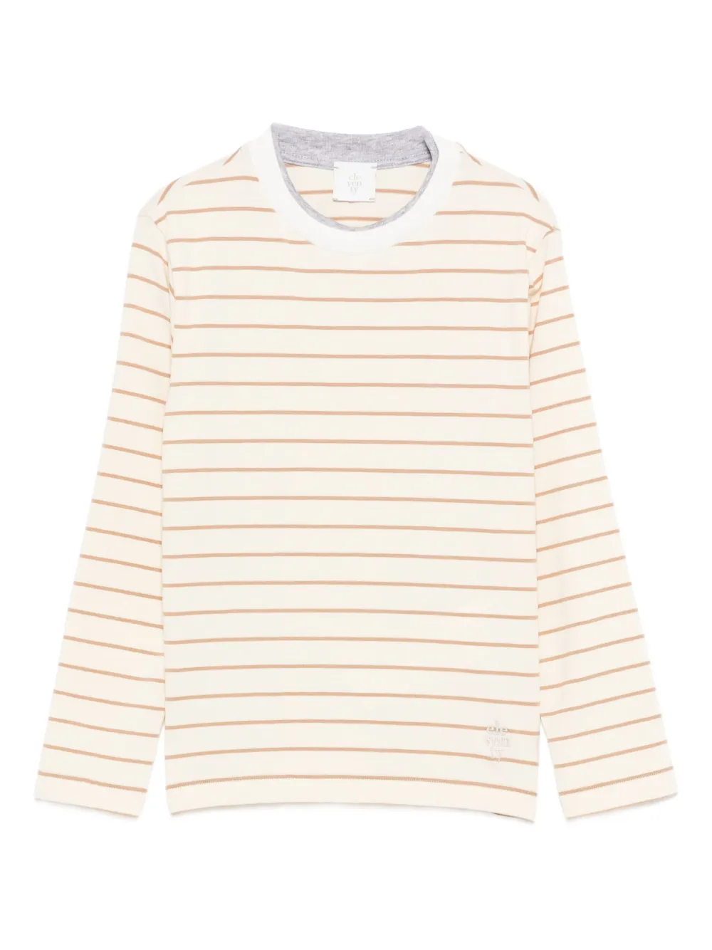Eleventy Kids striped long-sleeve T-shirt Beige