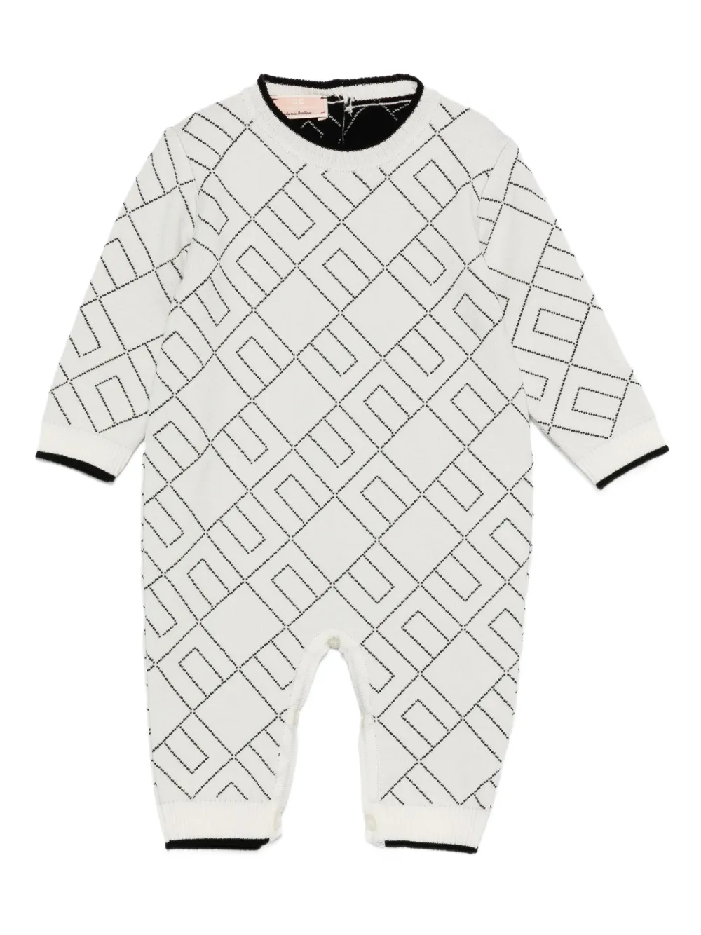 Elisabetta Franchi La Mia Bambina logo-pattern rompers - ホワイト Elisabetta Franchi La Mia Bambina logo-pattern rompers - ホワイト