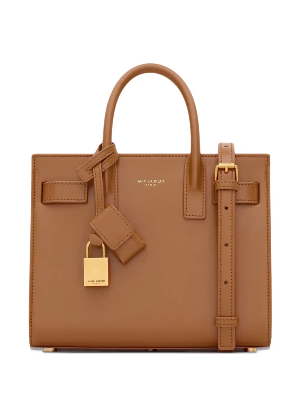 Saint Laurent Sac de Jour nano leather padlock tote bag Bruin