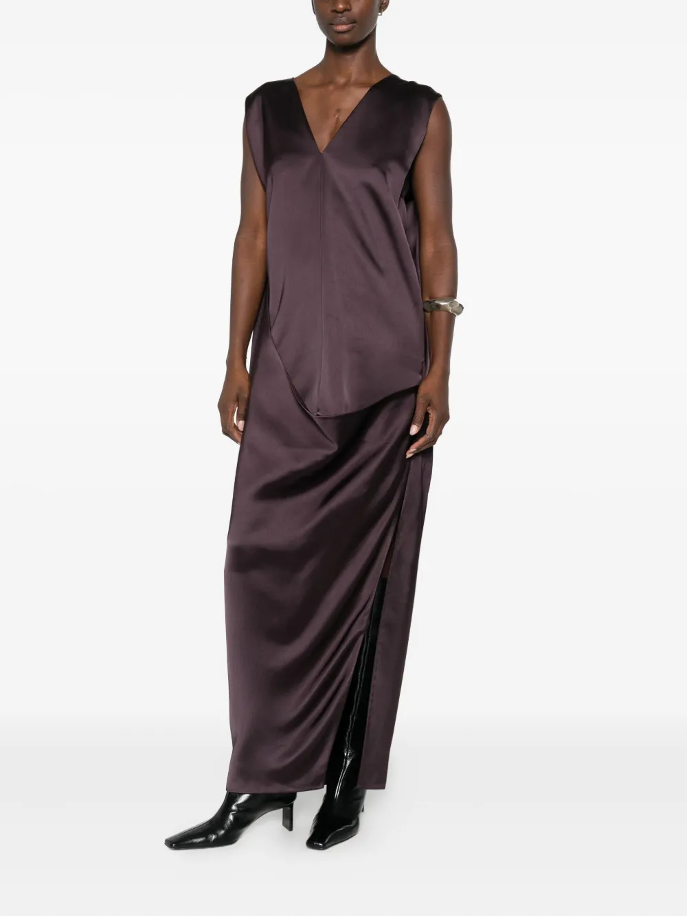 Sportmax V-neck draped dress - Paars