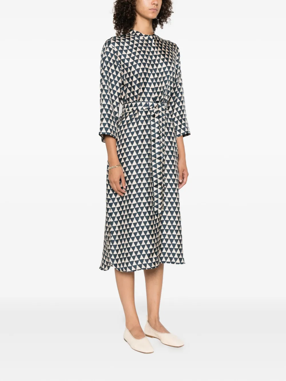 Max Mara Jurk met print en ceintuur Beige