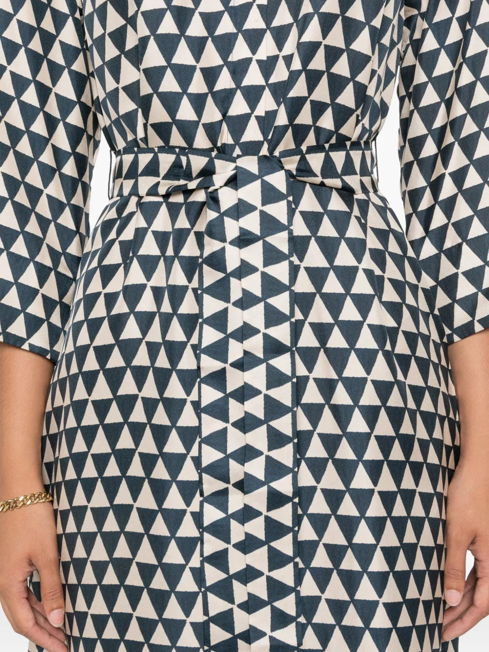 Max Mara Jurk met print en ceintuur Beige