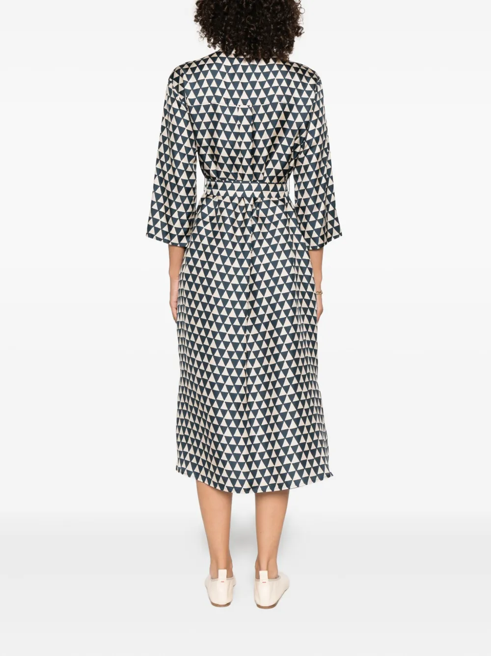 Max Mara Jurk met print en ceintuur Beige