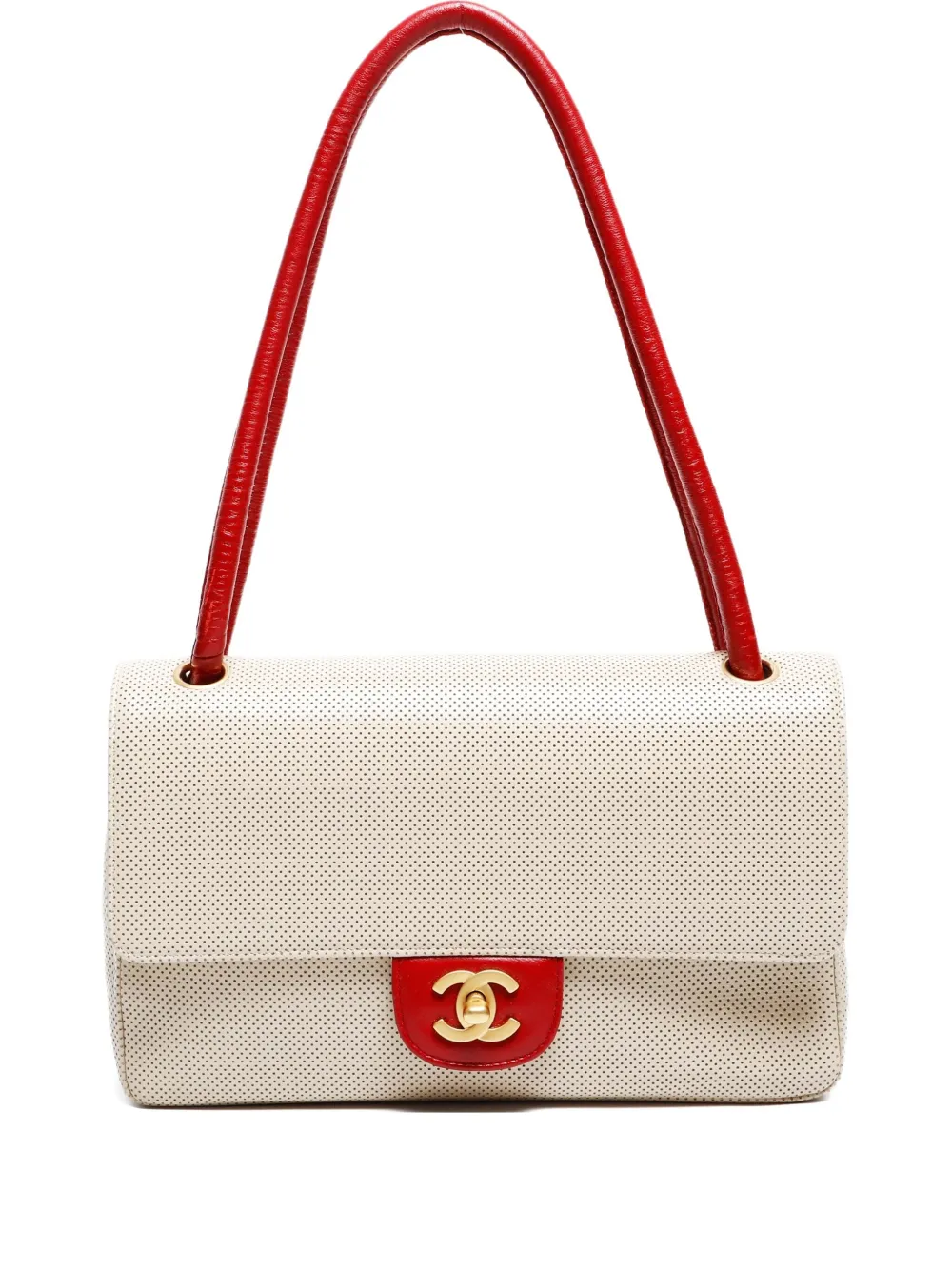 CHANEL Pre-Owned 2000-2002 Flap perforated shoulder bag - ニュートラル CHANEL Pre-Owned 2000-2002 Flap perforated shoulder bag - ニュートラル
