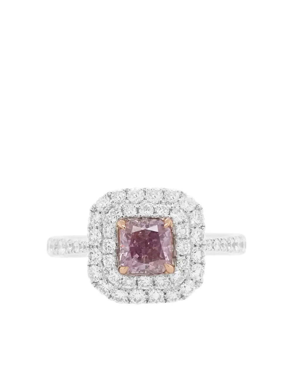 HYT Jewelry platinum pink diamond double halo ring - シルバートーン HYT Jewelry platinum pink diamond double halo ring - シルバートーン