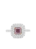 HYT Jewelry platinum pink diamond double halo ring - Silver