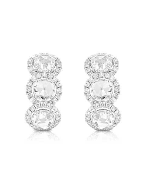 HYT Jewelry 18K white gold Rosecut diamond earrings