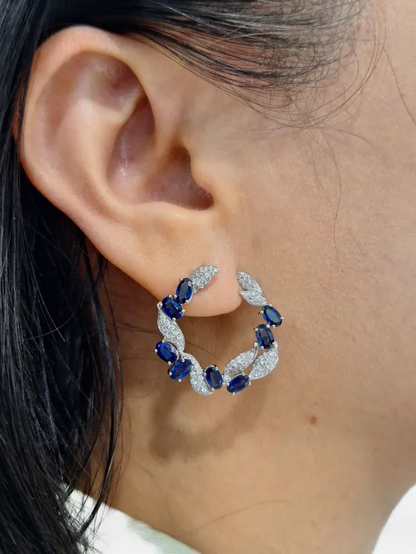 HYT Jewelry サファイア＆ダイヤモンド フープピアス 18Kホワイト 