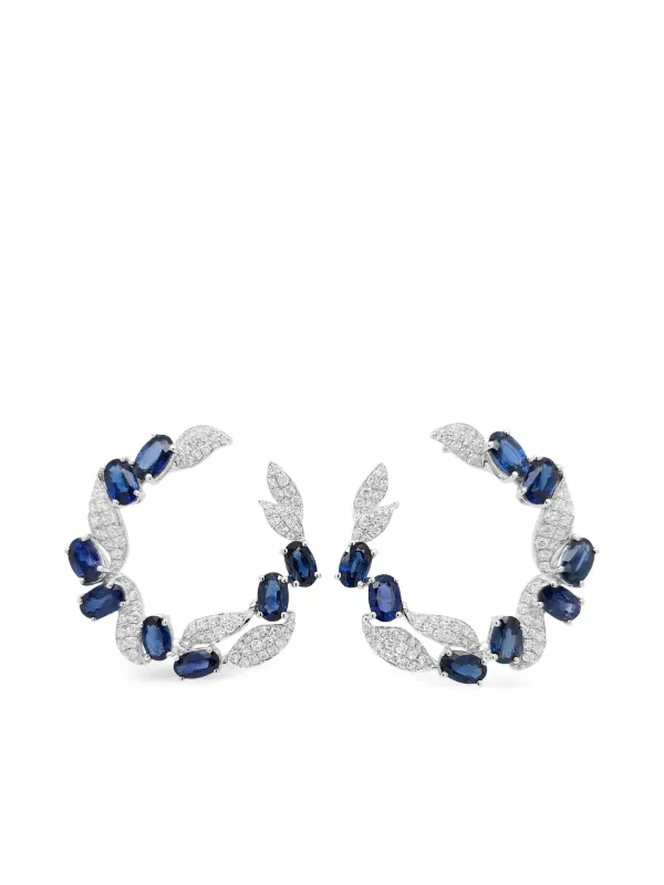 HYT Jewelry サファイア＆ダイヤモンド フープピアス 18Kホワイト 