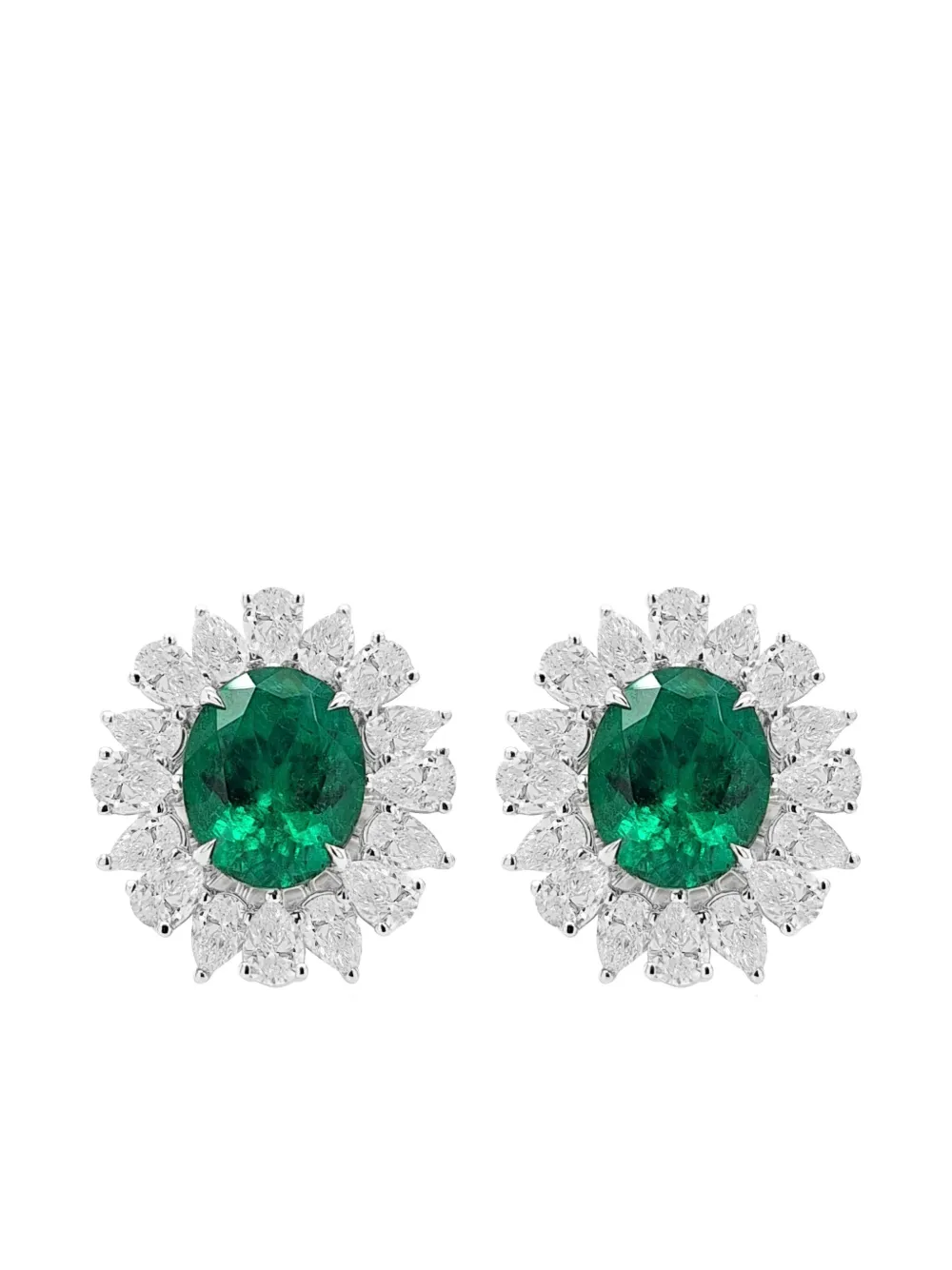 HYT Jewelry 18K white gold emerald and diamond earrings - Argento