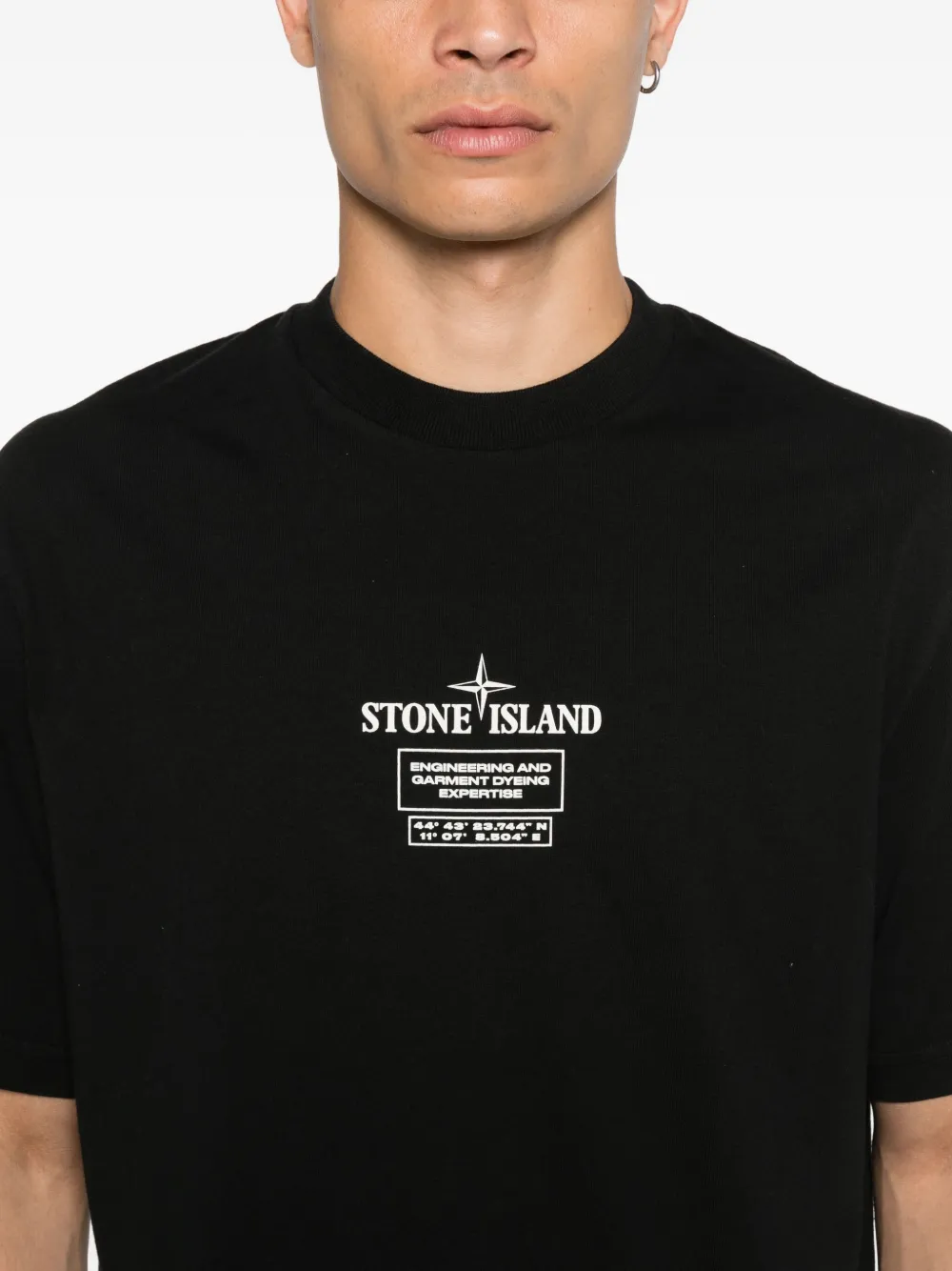 Stone Island Katoenen T-shirt met logoprint Zwart
