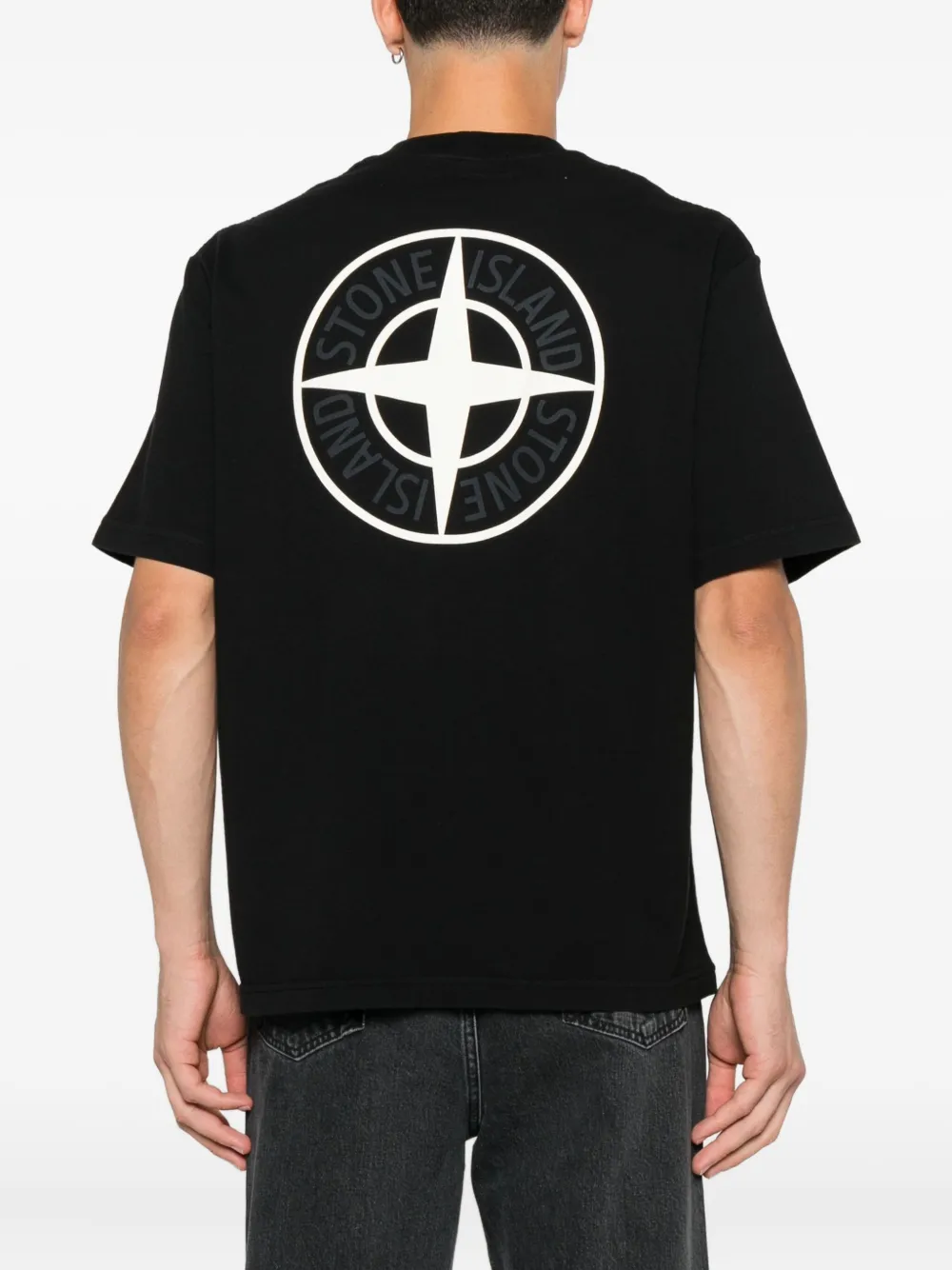 Stone Island Katoenen T-shirt met logoprint Zwart