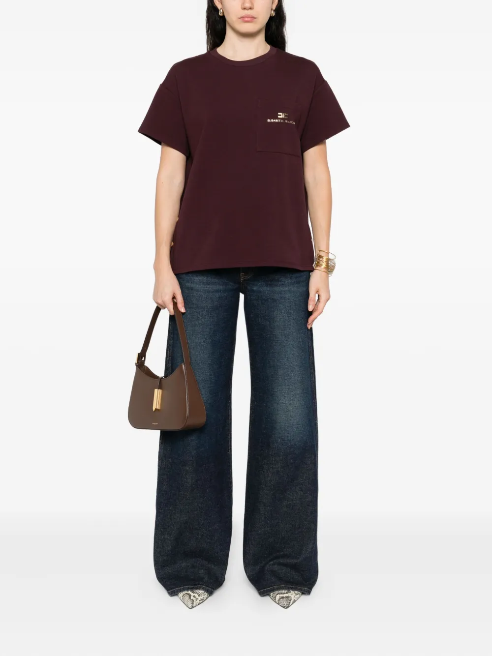 Elisabetta Franchi T-shirt met logo Paars