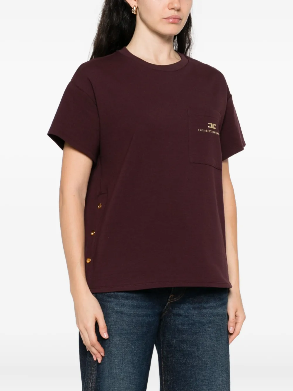 Elisabetta Franchi T-shirt met logo Paars