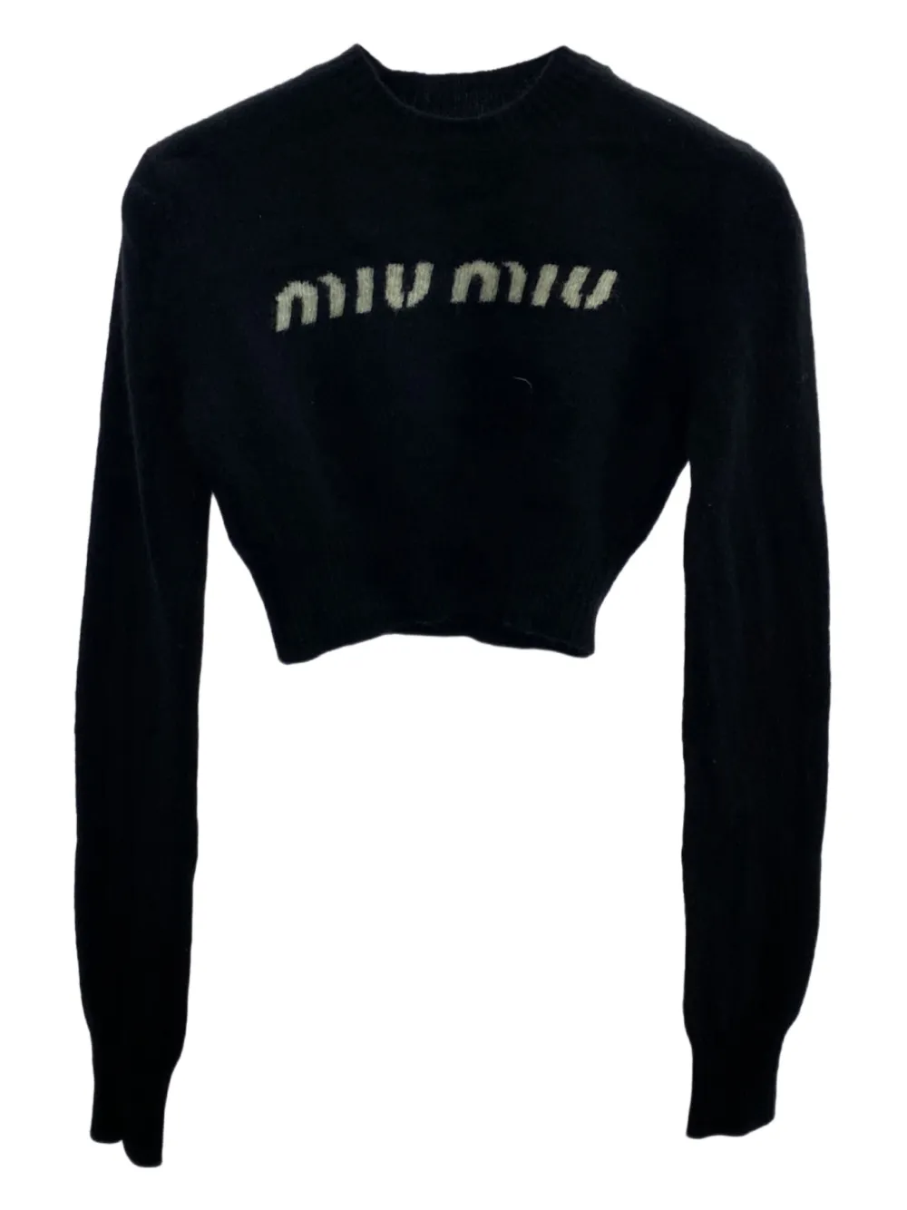 Pre-owned Miu Miu 2000s Cropped Sweater In Black