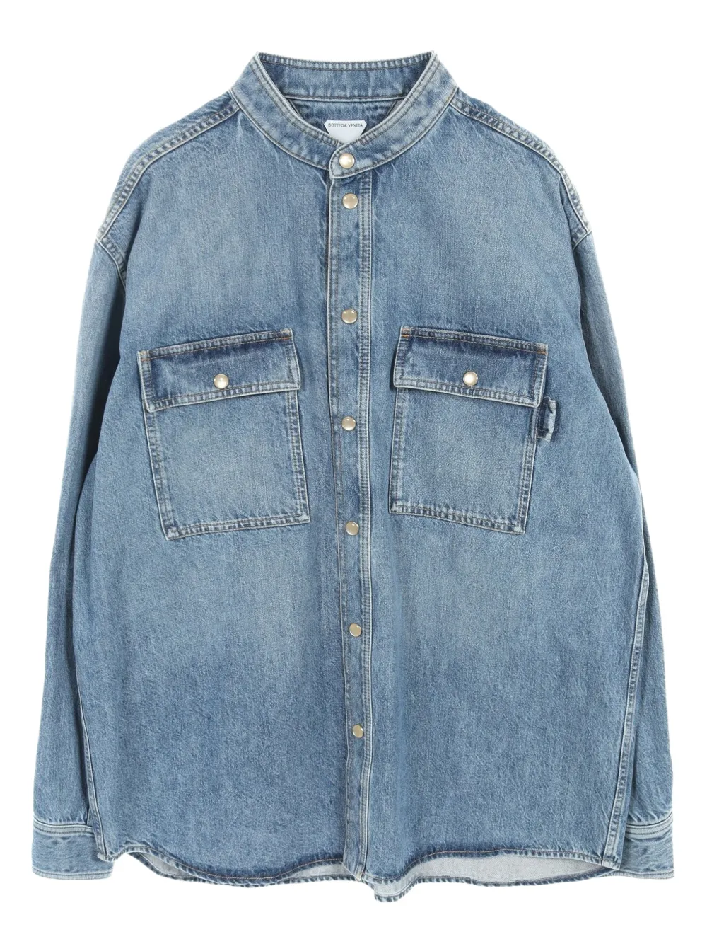 2020s band-collar denim shirt