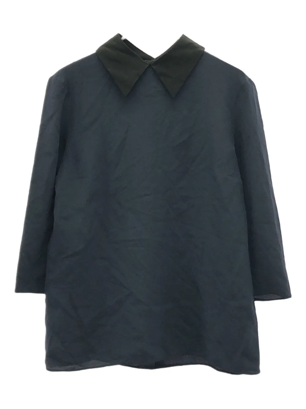 2000s silk contrast-collar blouse