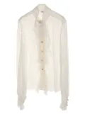 CHANEL Pre-Owned 1986-1988 lion-button ruffled blouse - White
