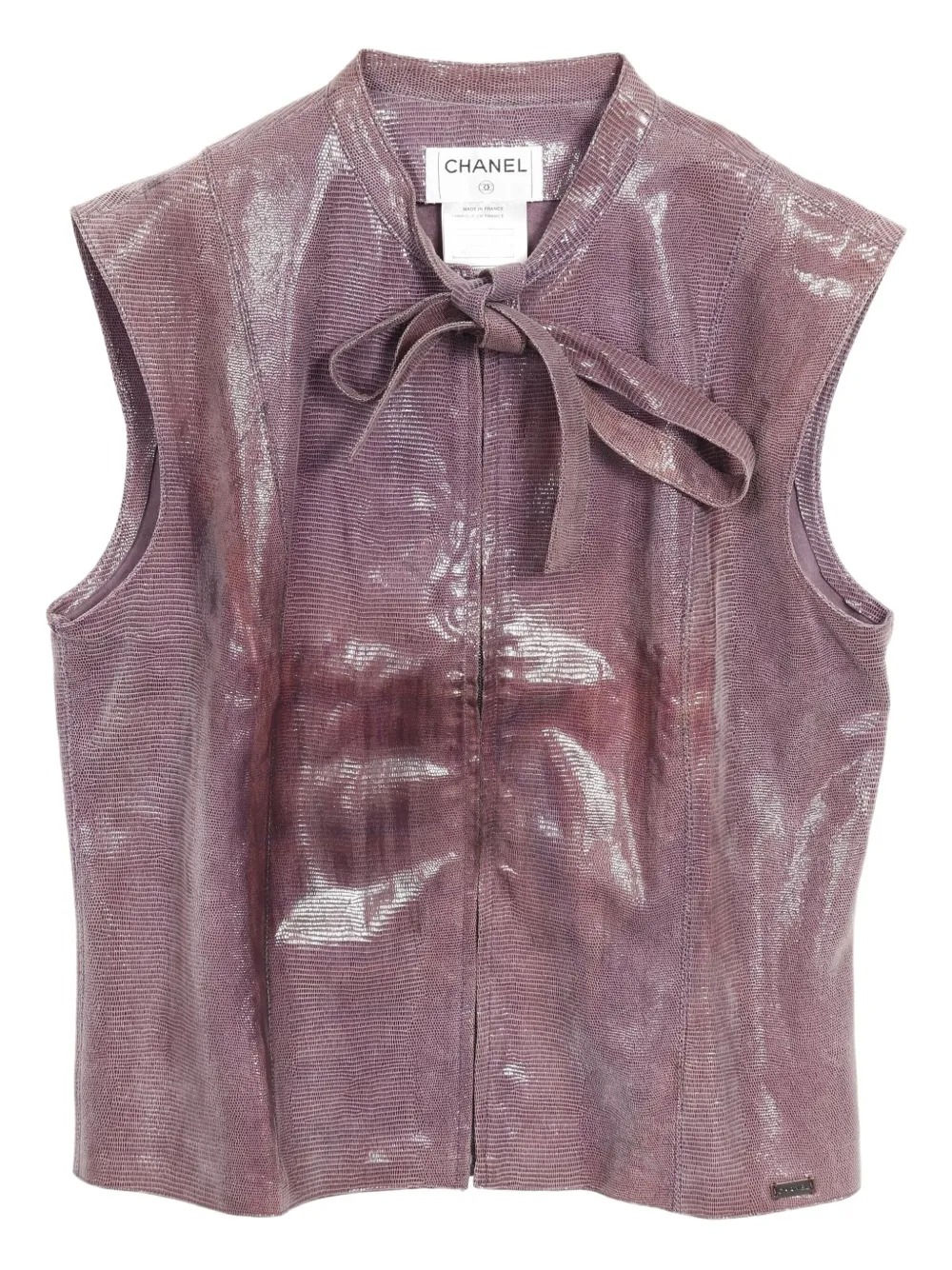 CHANEL Pre-Owned 1986-1988 bow-embellished vest | Purple | Image 1