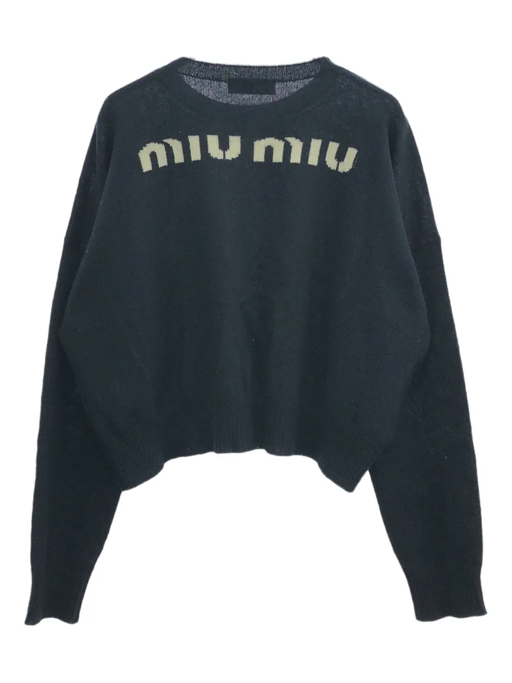Pre-owned Miu Miu 00s Cashmere Knit Sweater In Blue