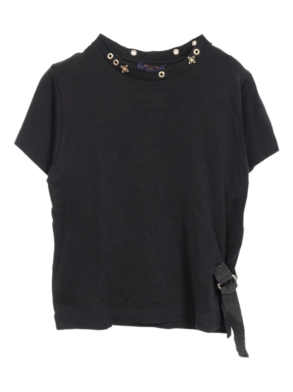side-strap eyelet cotton t-shirt