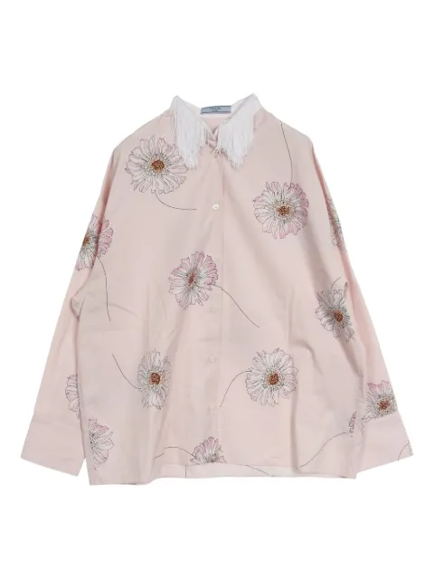 Prada Pre-Owned 2010s floral-print fringe-collar blouse