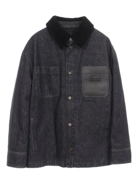 Fendi Pre-Owned 2020s leather-panel denim jacket