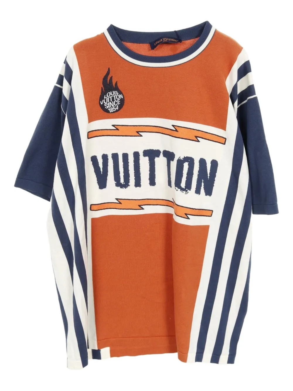 2020s logo-print striped knit top