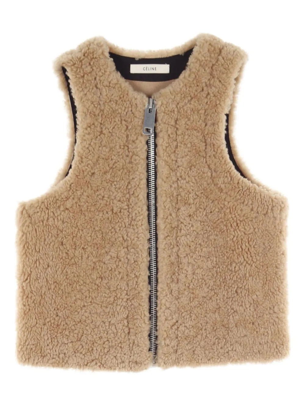 2000s mouton zipped vest
