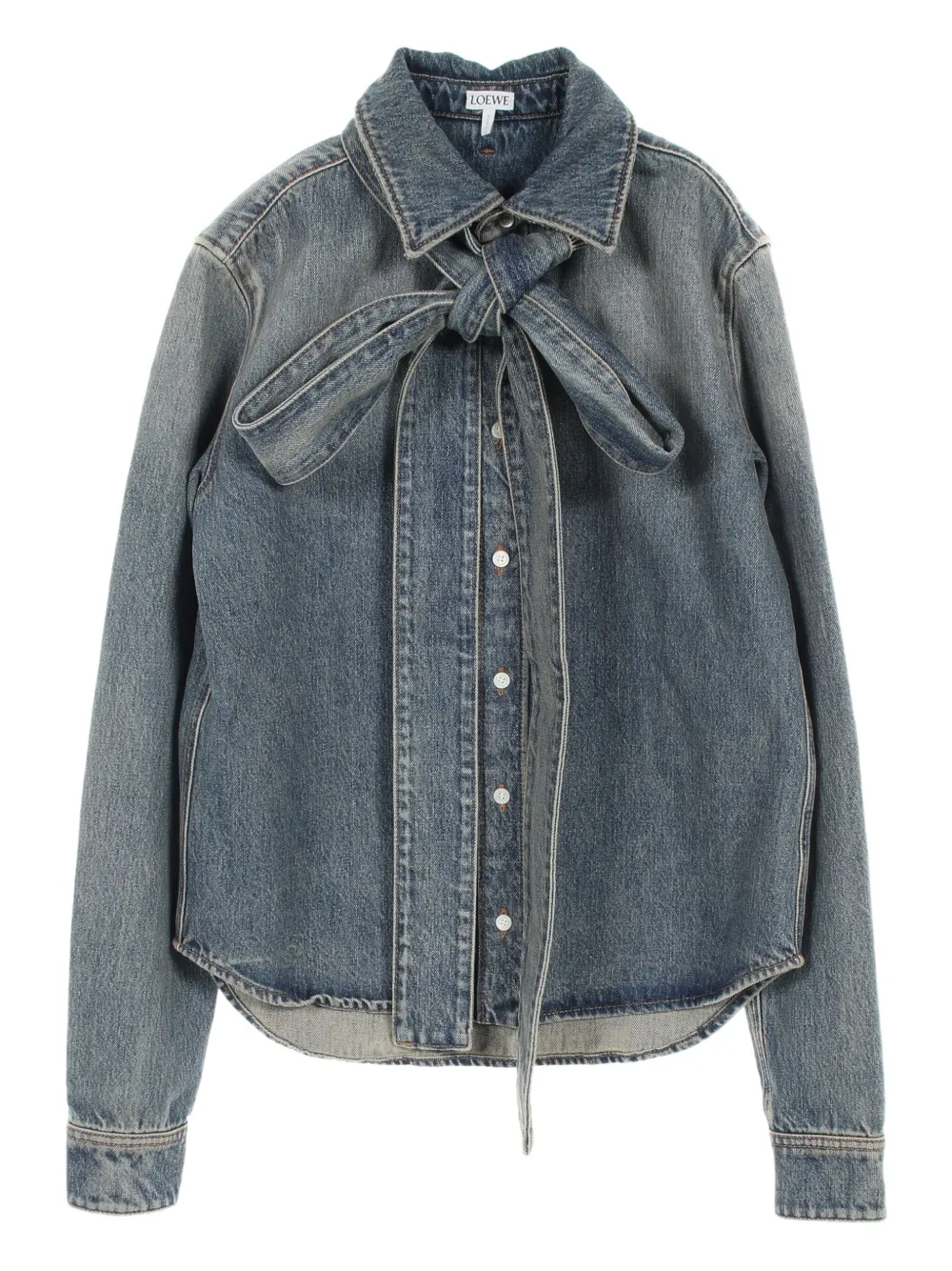 Loewe Pre-Owned 2010s bow-detailing denim shirt | Blue | Image 1