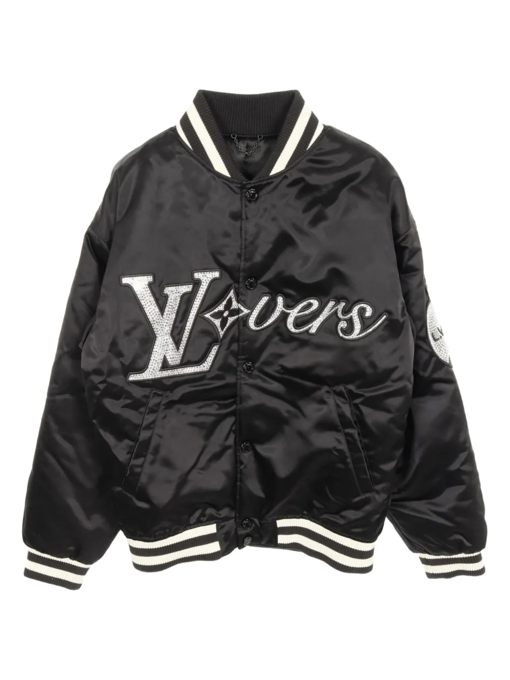 Louis Vuitton Pre-Owned 2010s embroidered rhinestone baseball jacket | Black | Image 1