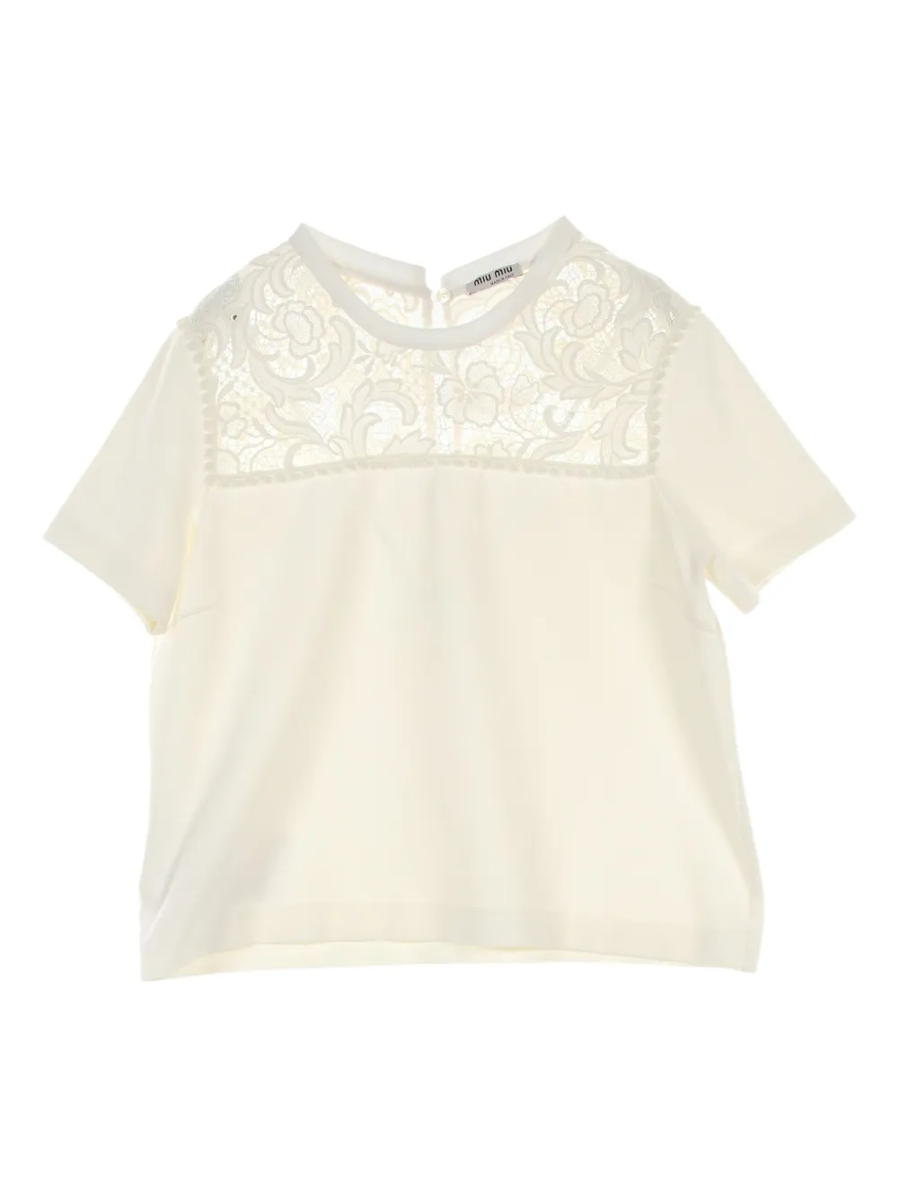 Pre-owned Miu Miu 2010s Lace-detailing Top In White