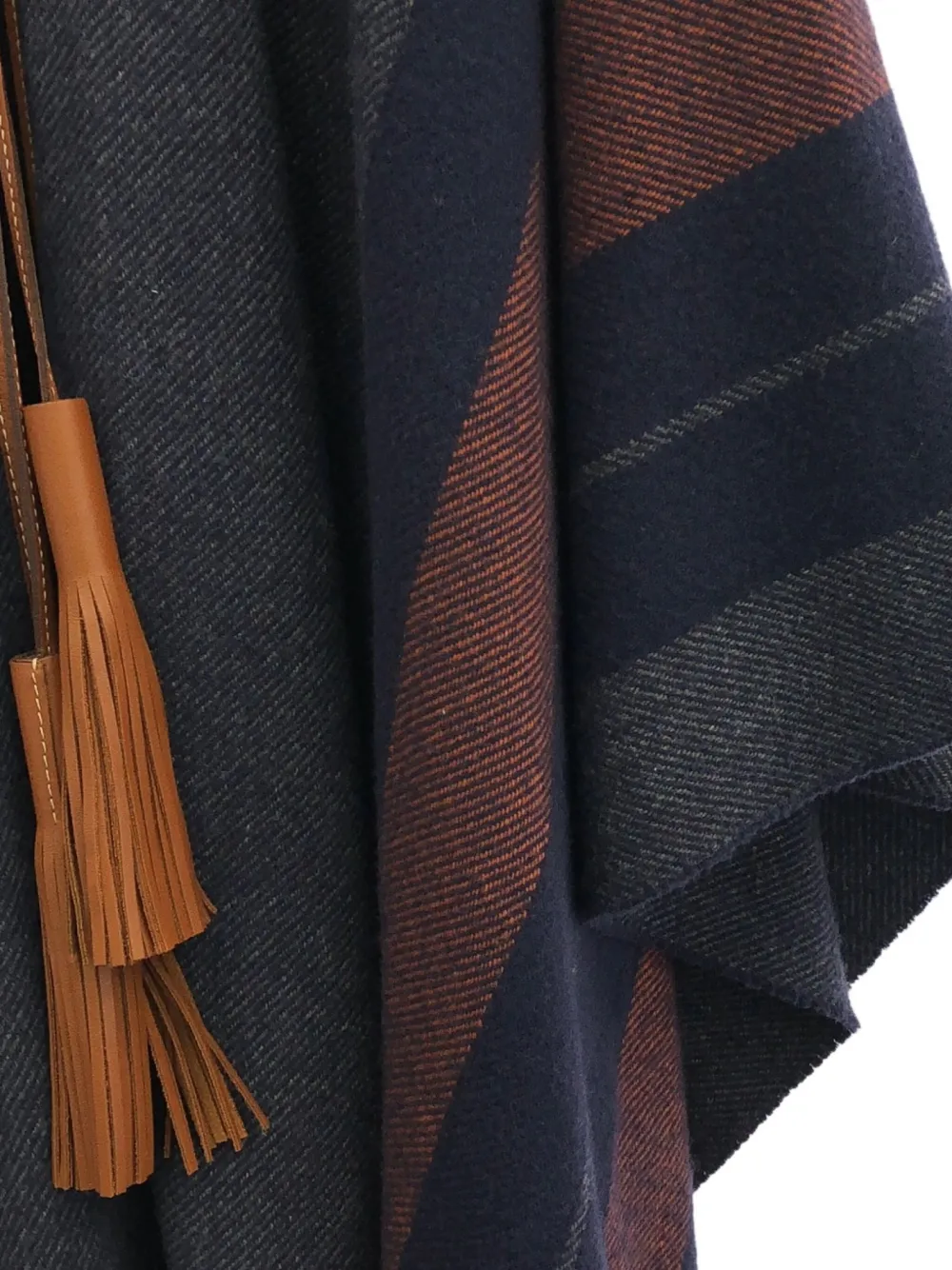 Pre-owned Hermes 2010s Striped Merino-cashmere Poncho In Blue