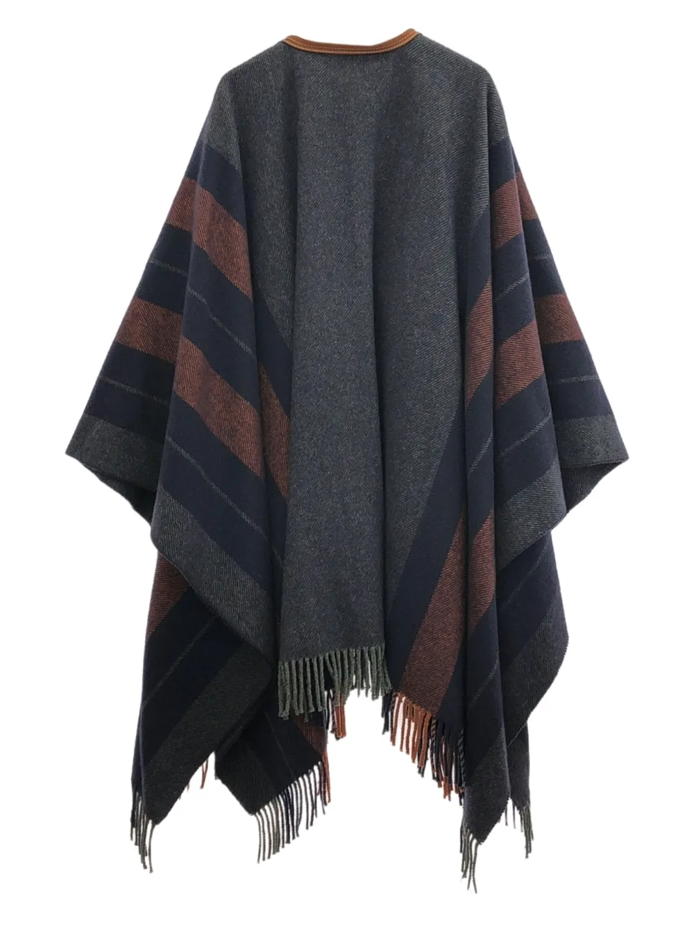 Hermès Pre-Owned 2010s gestreepte poncho van merinowol en kasjmier - Blauw