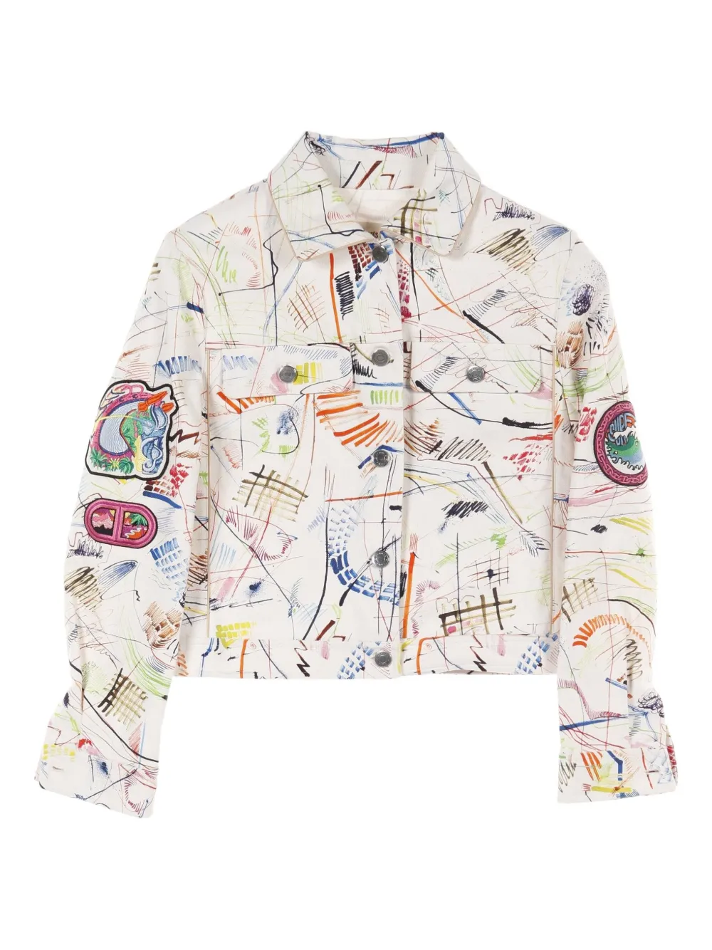 Pre-owned Hermes 2010s Scribble Embroidered Jacket In White