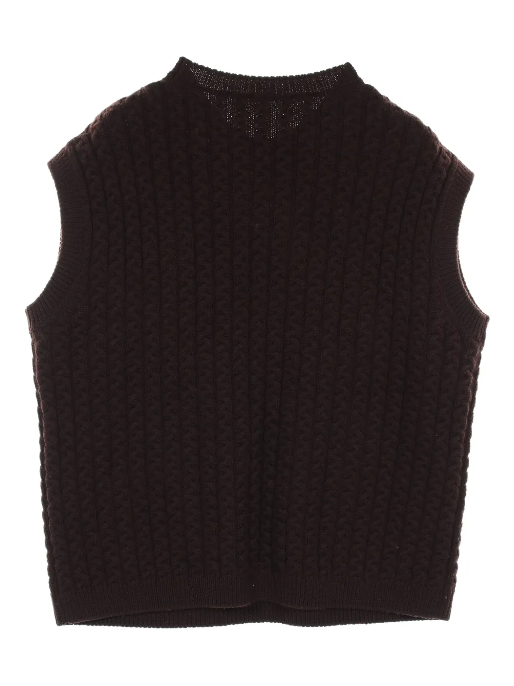 Pre-owned Loewe 2010 Anagram Cable-knit Vest In Brown